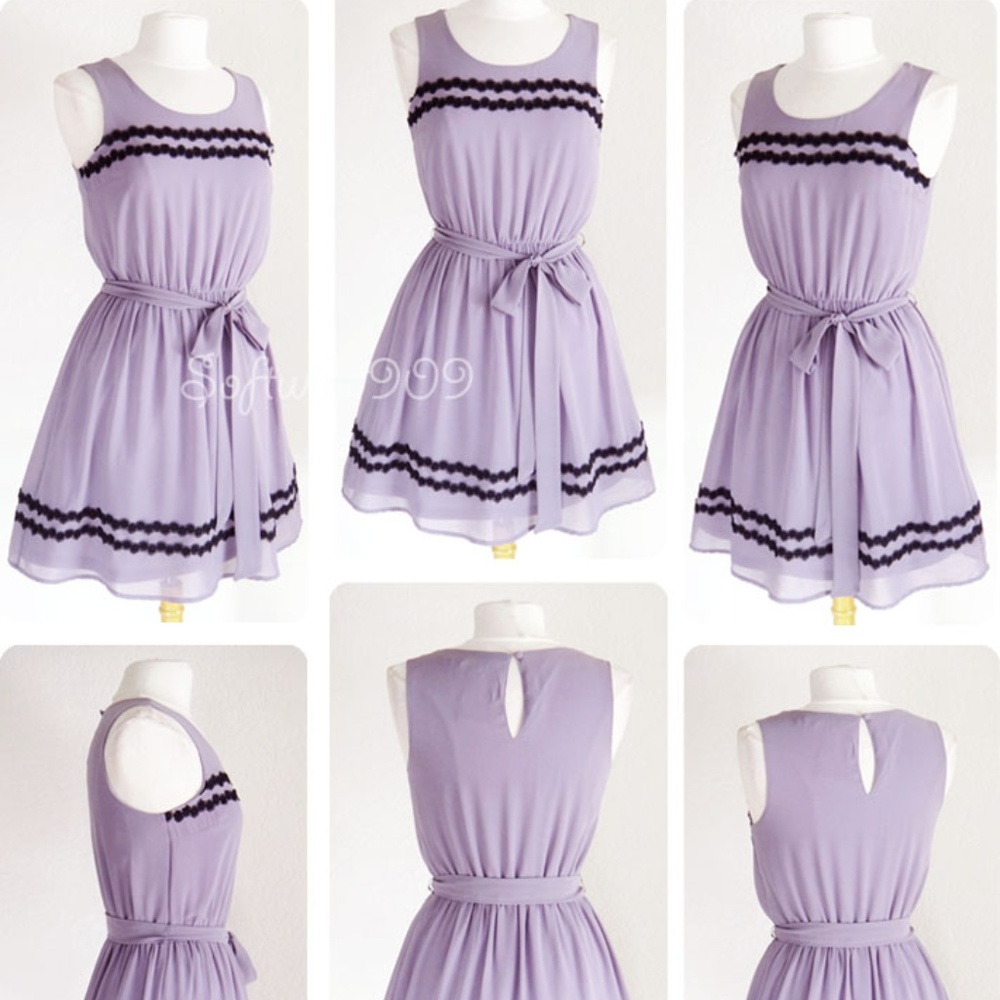 Last☝️ Lavender Lilac Black Lace Fit & Flare Dress - Picture 7 of 8